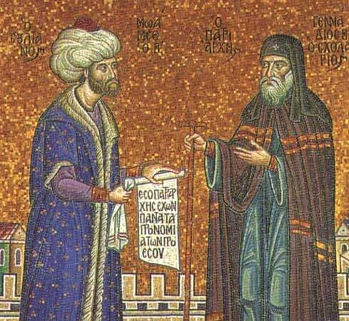 Gennadios Scholarios with Mehmet II.