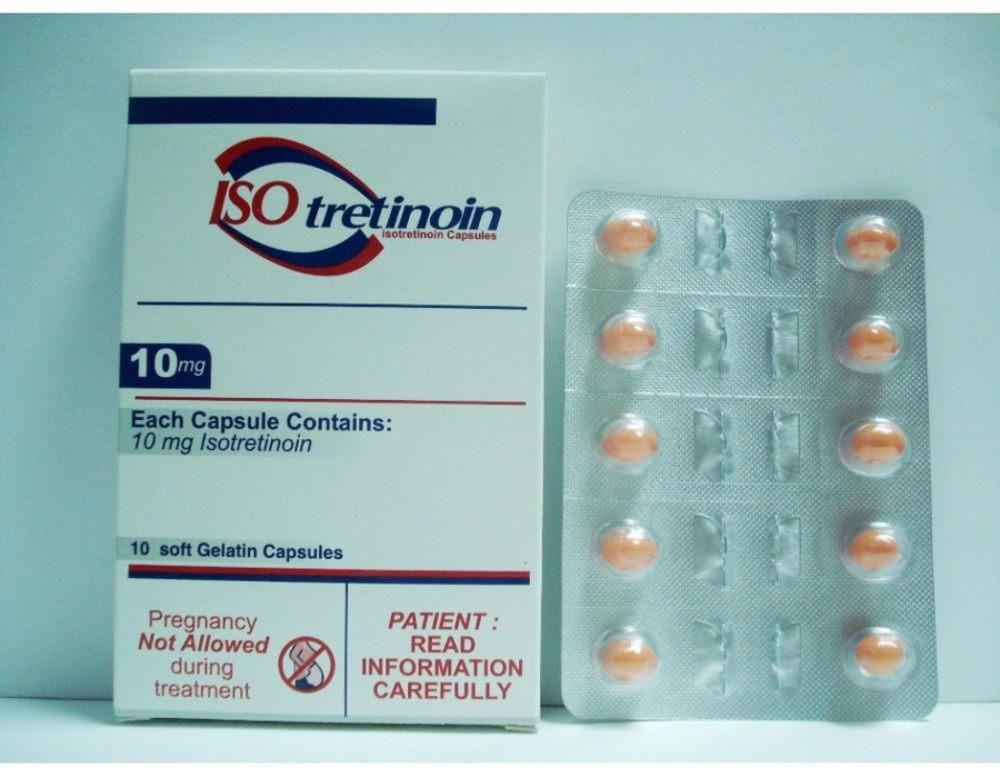 Isotretinoin medication package with warning
