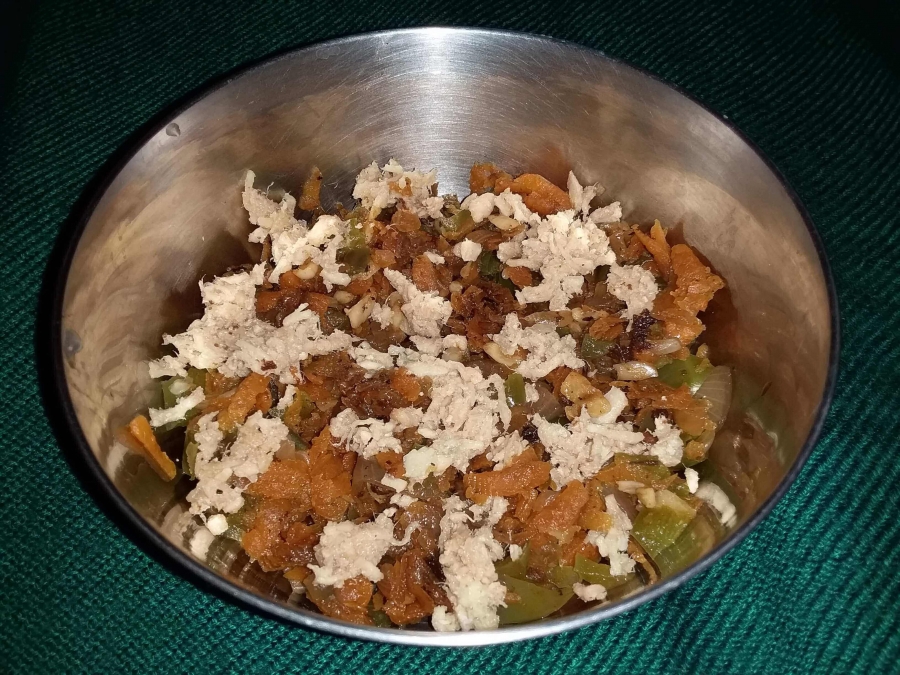 The prepared stuffing for Chicken Momo