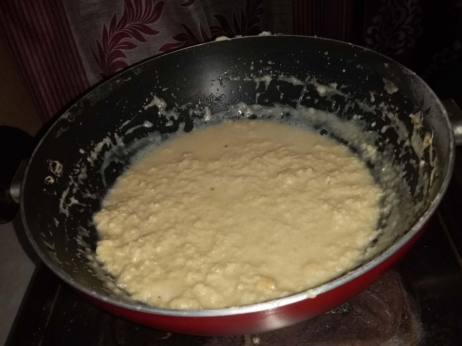 Curdled milk while preparing milk cake.