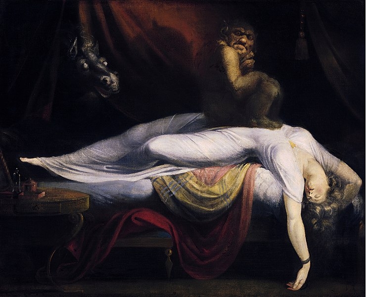 The Nightmare, by Henry Fuseli (1781) is one of the classic depictions of sleep paralysis perceived as a demonic visitation.