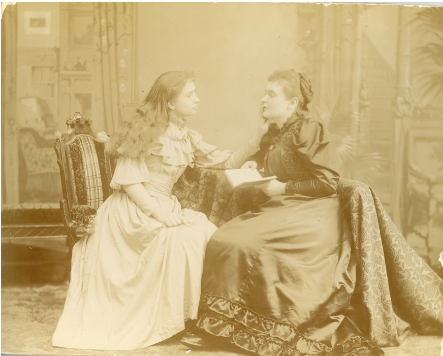 Helen Keller taking a speech lesson from Annie Sullivan