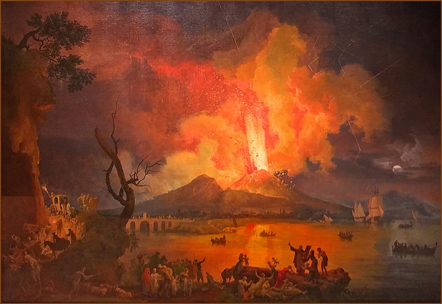 A painting showing  Eruption of Mount Vesuvius