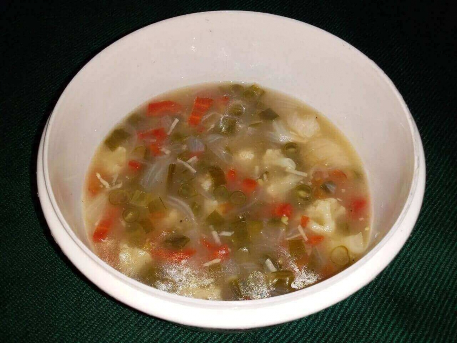 Final Product prepared by using Recipe of vegetable clear soup.