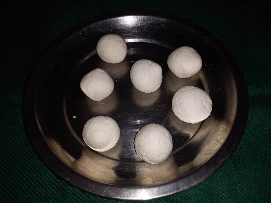 The prepared Chena Balls in Rasgulla Recipe.