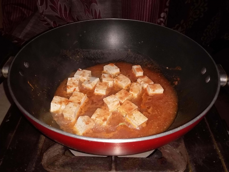 The dish being prepared by using Paneer Butter Masala Recipe.