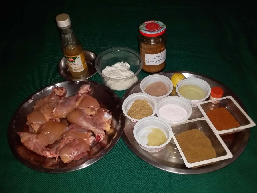 Ingredients for Tandoori Chicken Recipe.