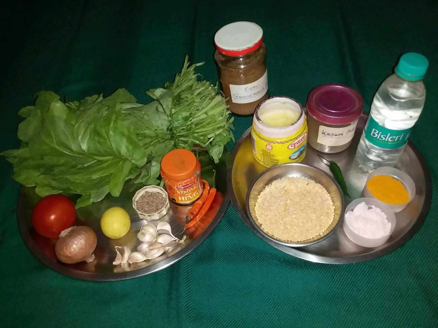 Ingredients Used in Recipe of Dal Palak – North Indian Style.
