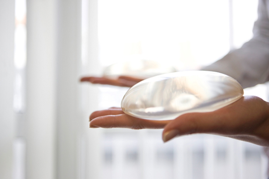 Breast implant in hand