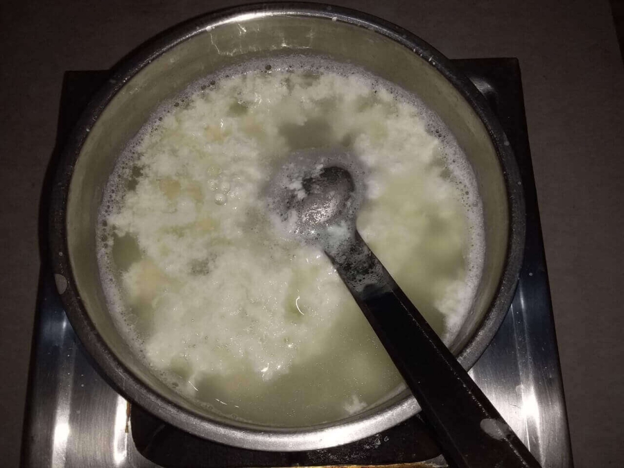 Curdled Milk as described in Recipe of Chenna Poda.