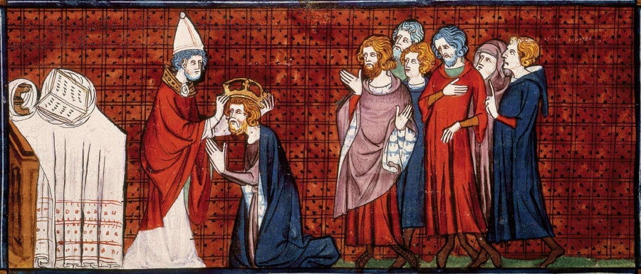 Pope Leo III crowning Charlemagne as Emperor on Christmas Day, 800.