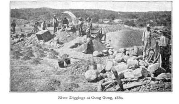 River diggings at Gong Gong, South Africa