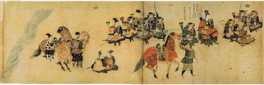 Samurai of the Shōni clan gather to defend against Kublai Khan's Mongolian army during the first Mongol Invasion of Japan, 1274.