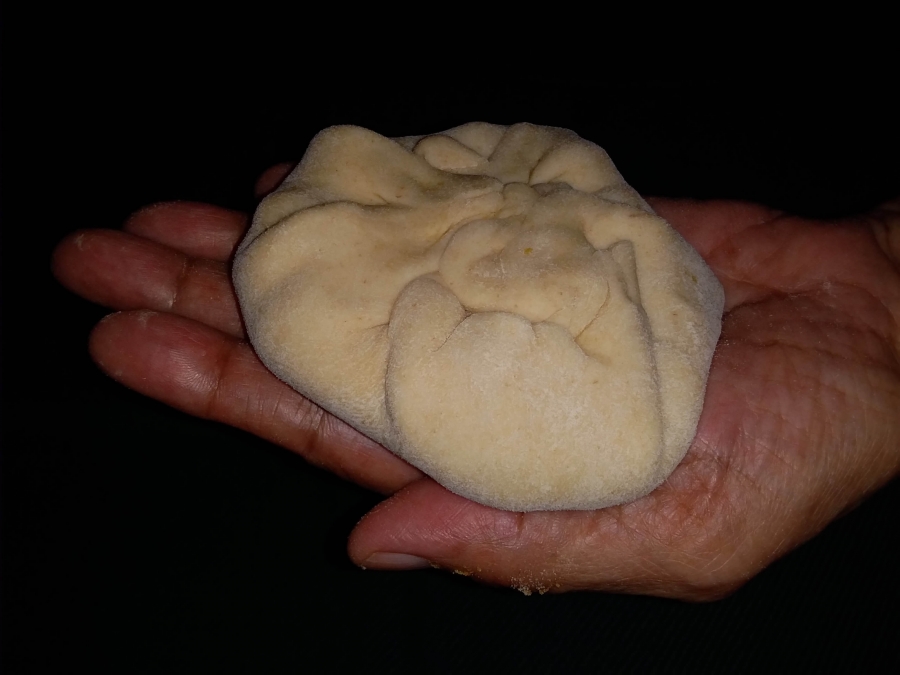 The stuffed Puran Poli before rolling, as described in Recipe of Puran Poli.