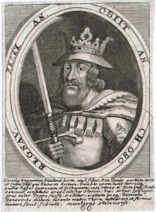 Harald Bluetooth  in a picture from  the 17th century.