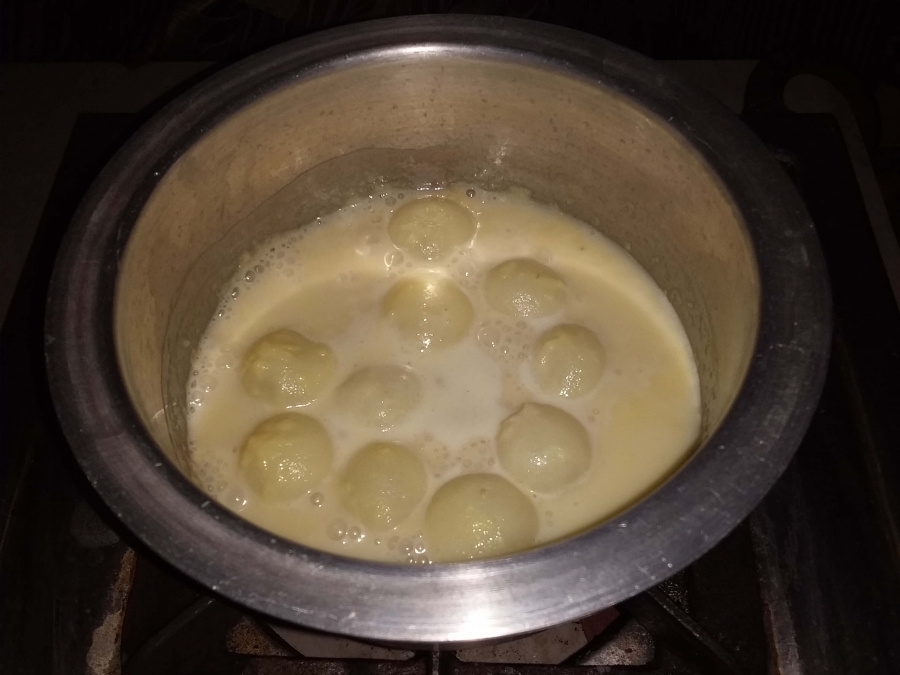 Rasmalai being prepared by using Recipe for Rasmalai