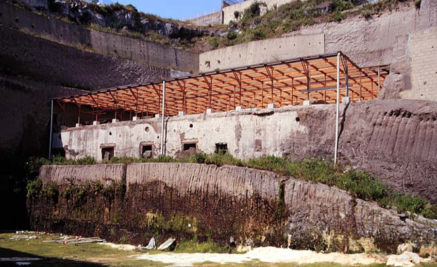 Ruins of the Villa of the Papyri at the archeological site of Herculaneum