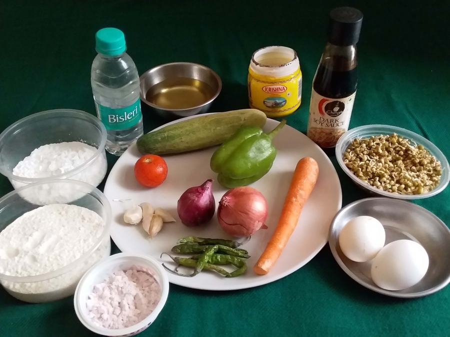 Spring roll recipe ingredients.