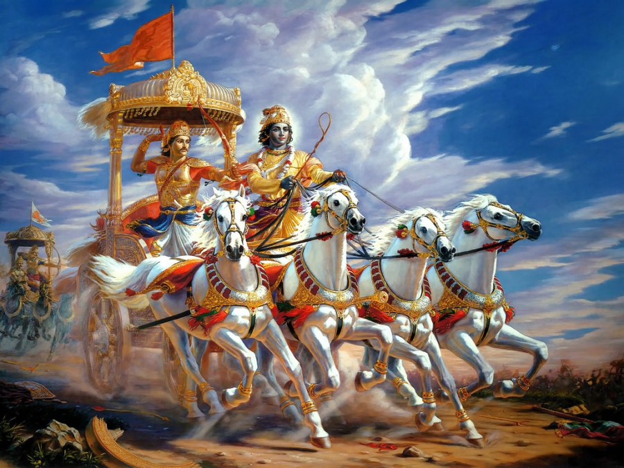 Lord Krishna, as charioteer of prince Arjuna, in Mahabharata war