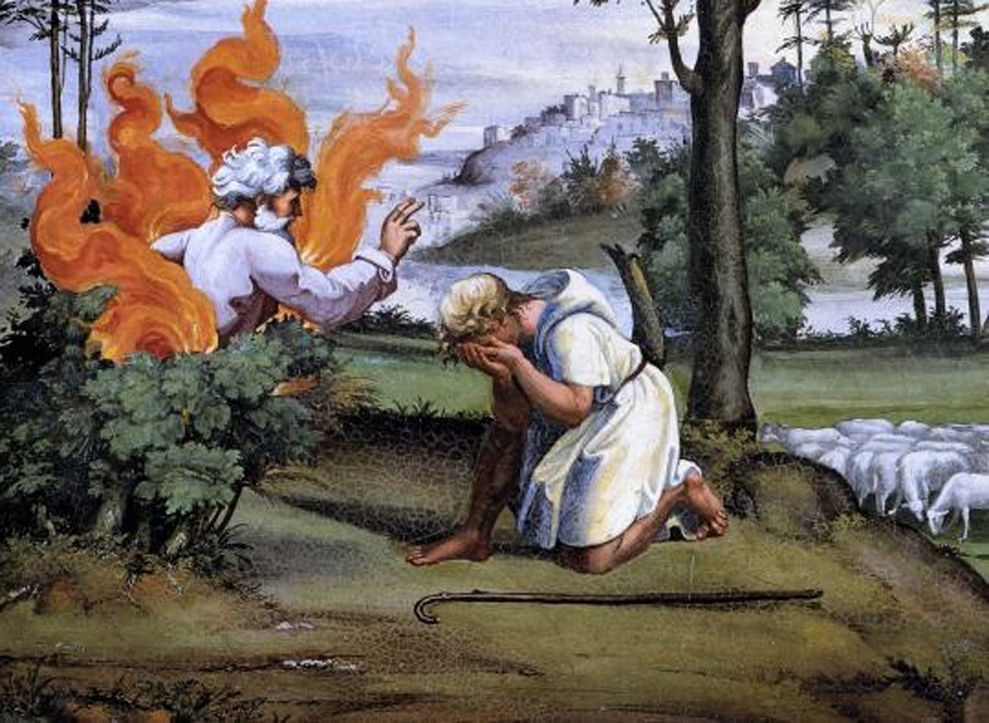 Moses in front of the Burning Bush