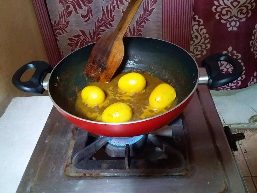 Egg Curry being prepared.