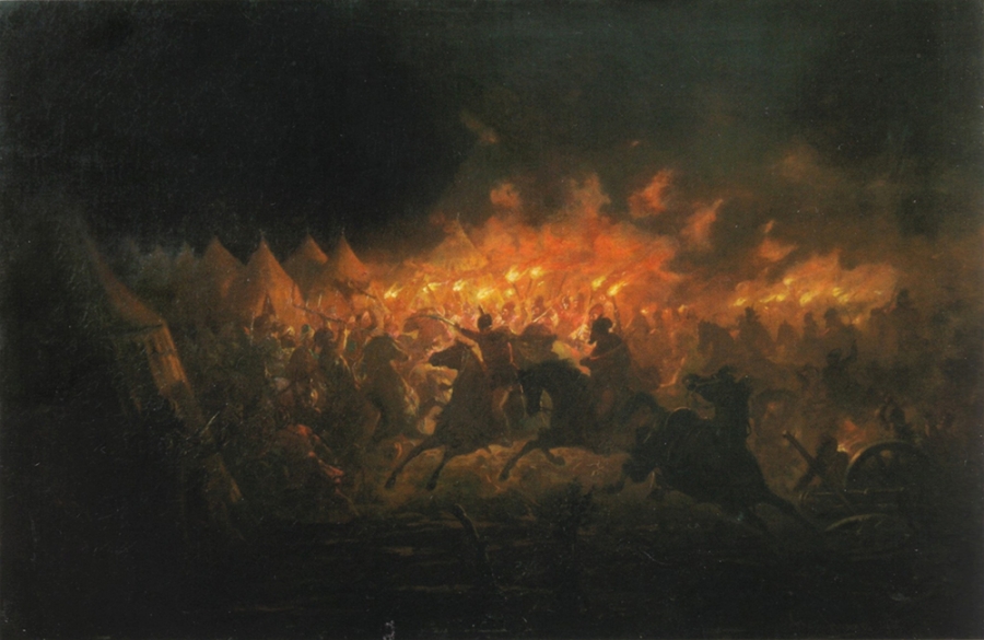 Vlad's Nocturnal Attack on the Turkish Main Camp (Paintings by Theodor Aman , 19th century)