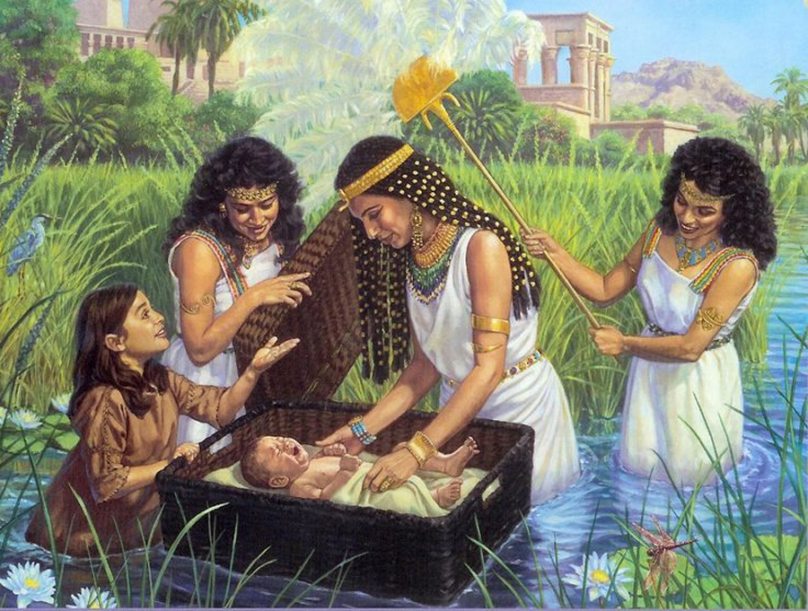 Egyptian princess discovering baby  Moses