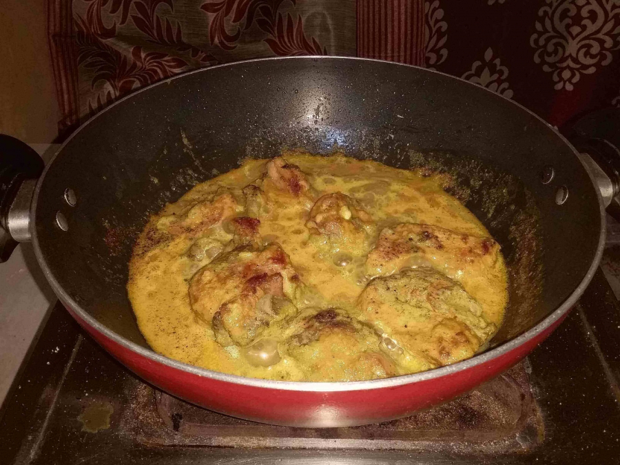 Making chicken butter masala at home.