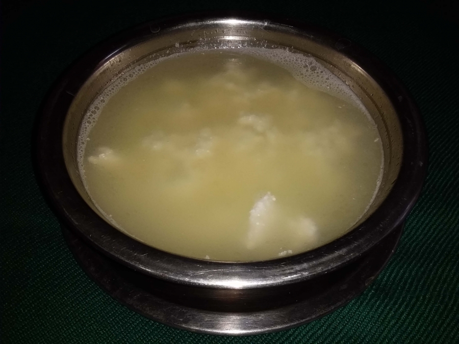 The curdled milk used in recipe for Paneer Bhurji.