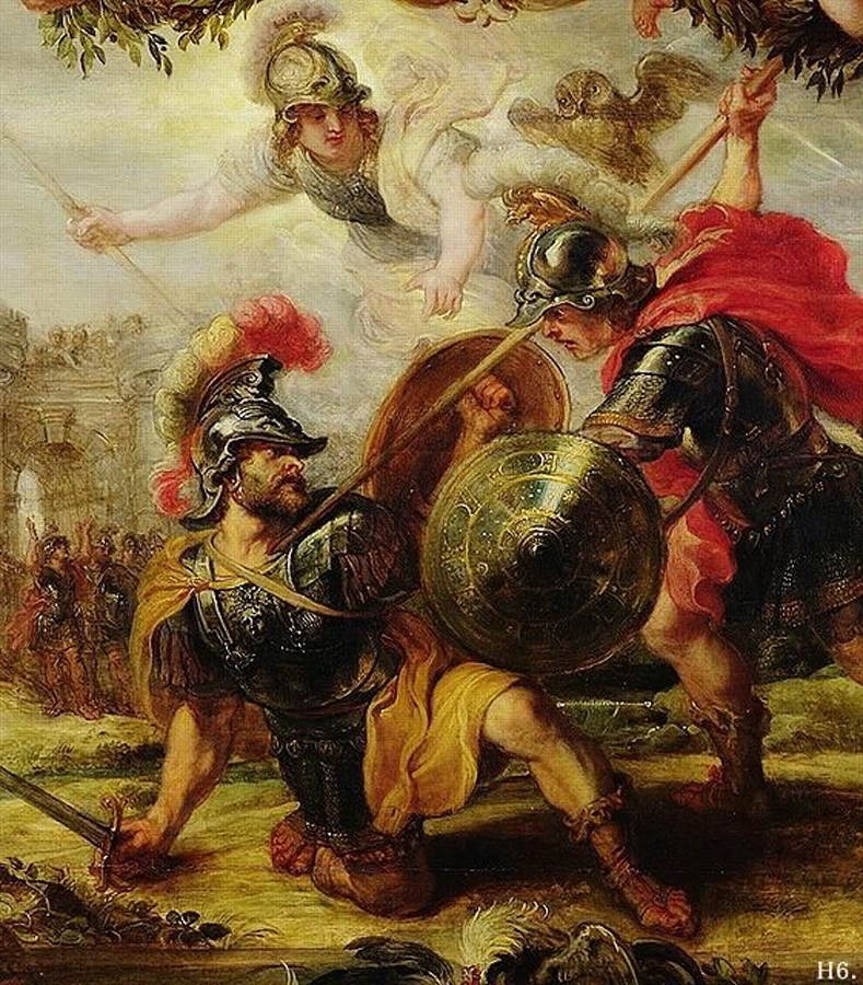 Greek warrior Achilles killing prince Hector of Troy