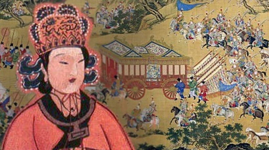 Famous work of art depicting the Chinese emperor's (Wu Zetian's)large procession