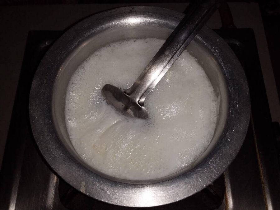 Boiling the Milk in Recipe for Rasgulla.
