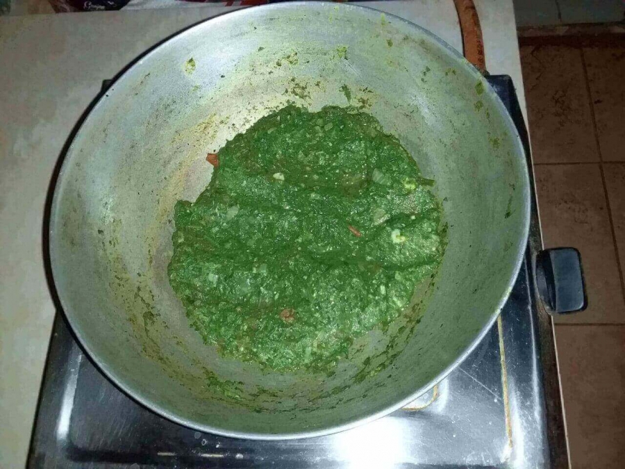 The final preparation in Sarson Ka Saag Recipe.