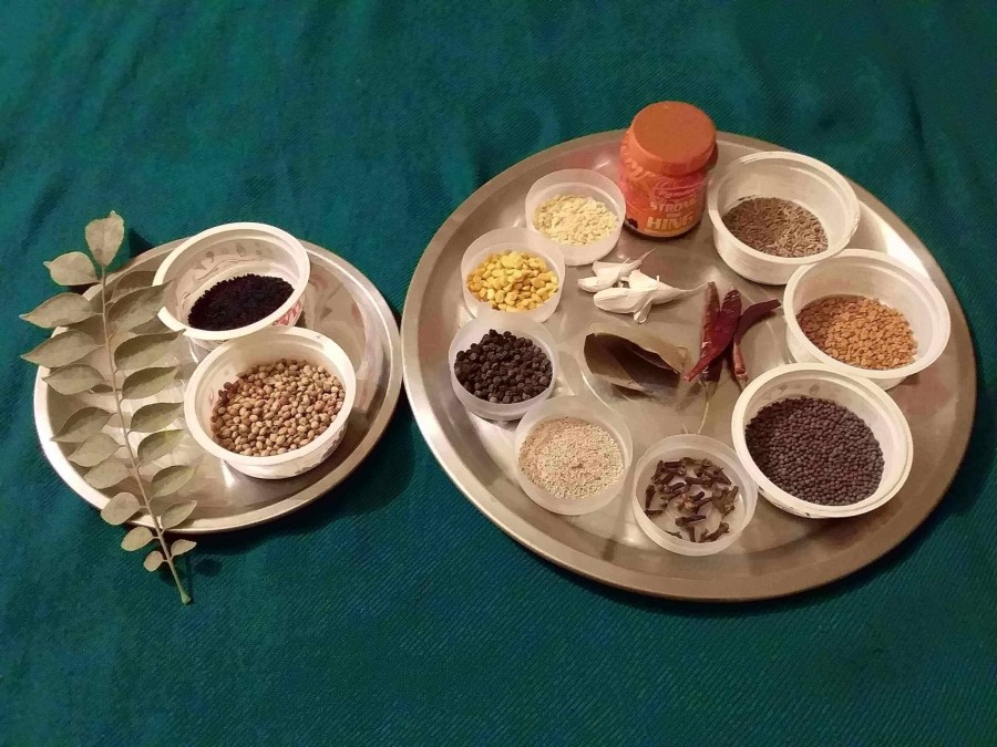 Ingredients for Making Sambar Masala Powder,  used in Recipe of Sambar for Idli.