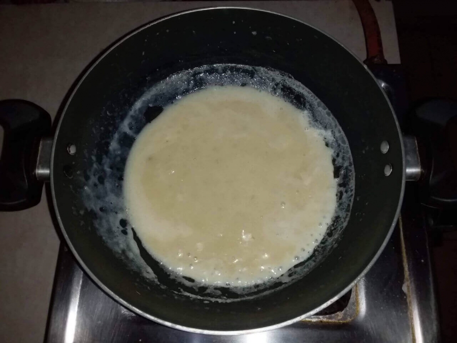 Milk preparation partially condensed in Recipe for Milk Peda.