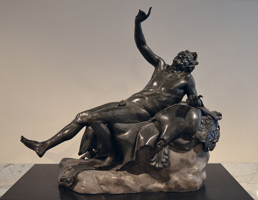 Statue of Drunken Satyr( drunken woodland god) from the Villa of the Papyri, now in Naples National Archaeological Museum