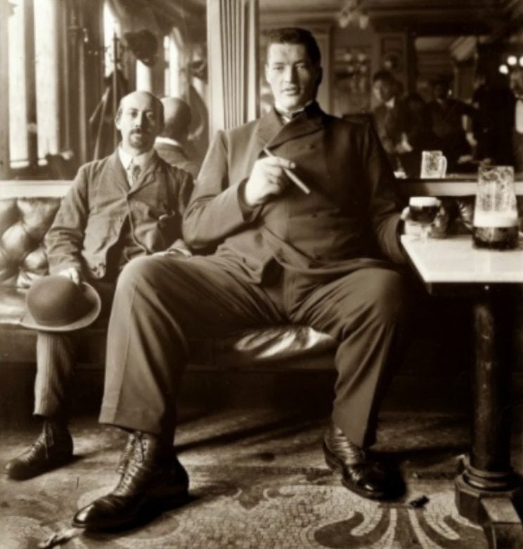 At the time of his death, Adam Rainer (right) was 7 feet 8 inches tall.