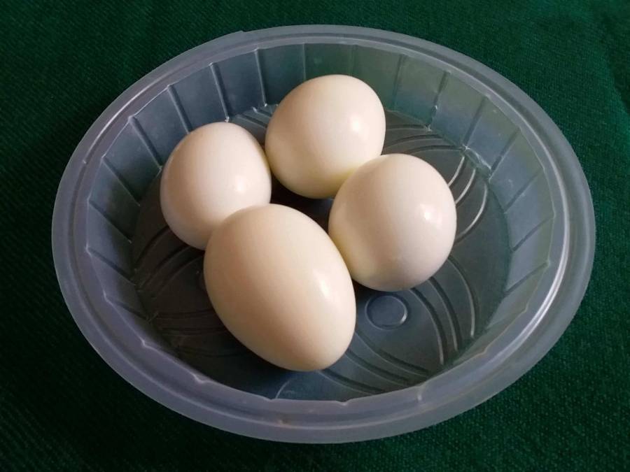 Peeled boiled eggs for making Egg Curry.
