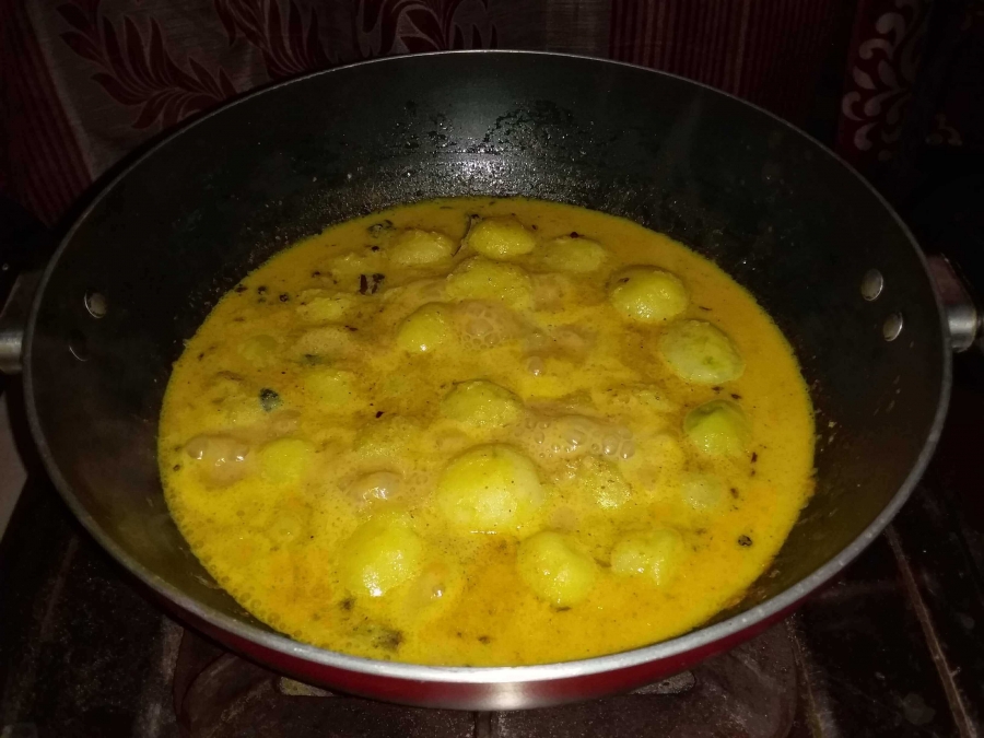 Dum Aloo being prepared by using Recipe for Dum Aloo.